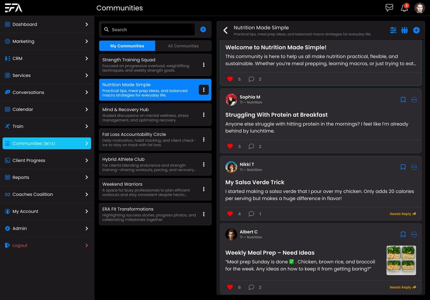 ERA Fit community dashboard